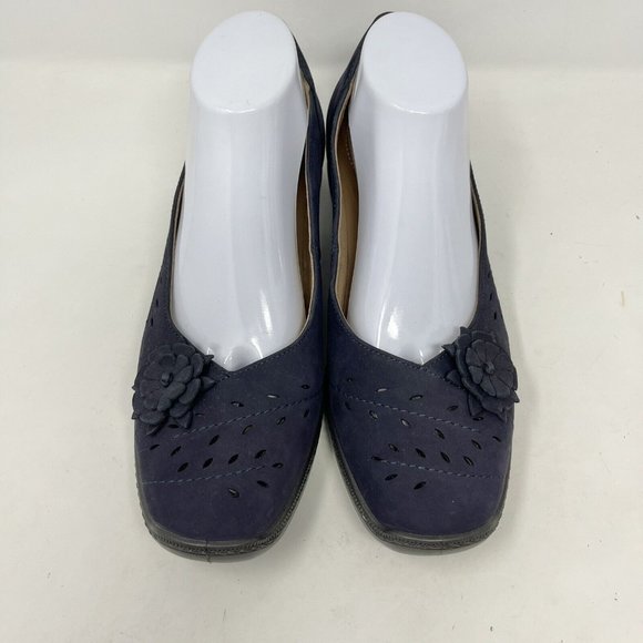 Hotter‎ Comfort Concepts Womens Flats  Vamp Dark Blue Suede Flower Size 9.5 - Picture 3 of 10